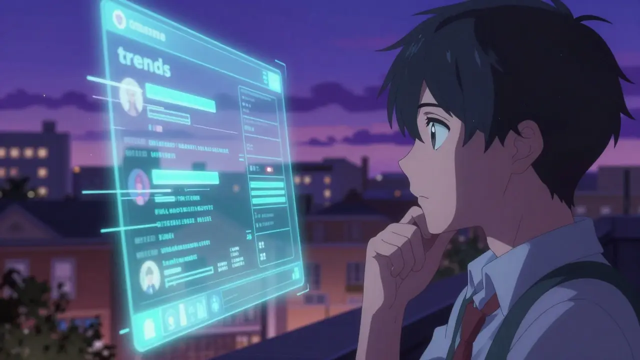 A high school student critically analyzing social media trends