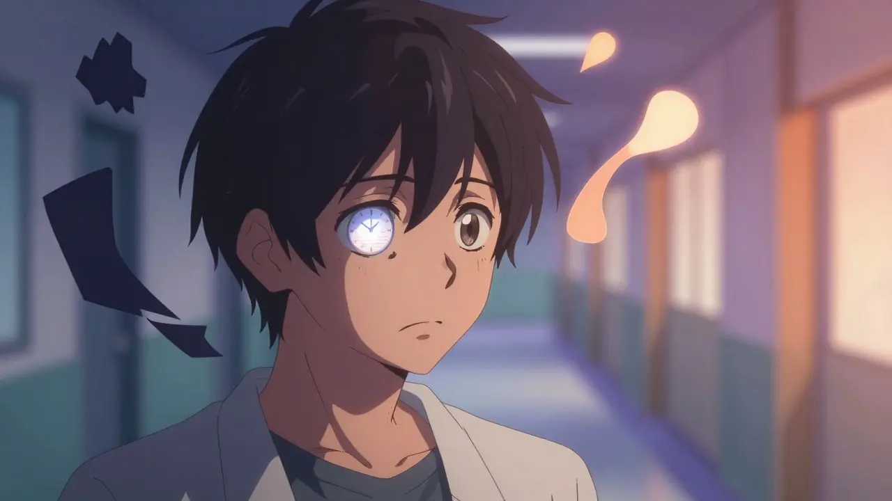 Anime portrait of patient considering treatment timing and anxiety