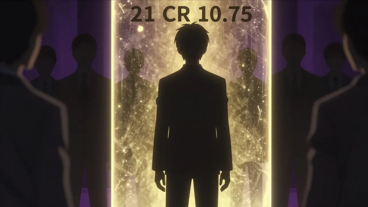 Person protected by a golden light barrier from shadows