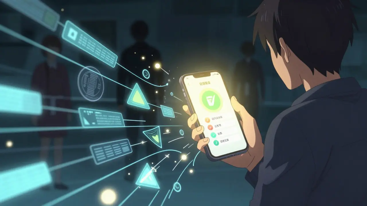 Character verifying medication authenticity via smartphone