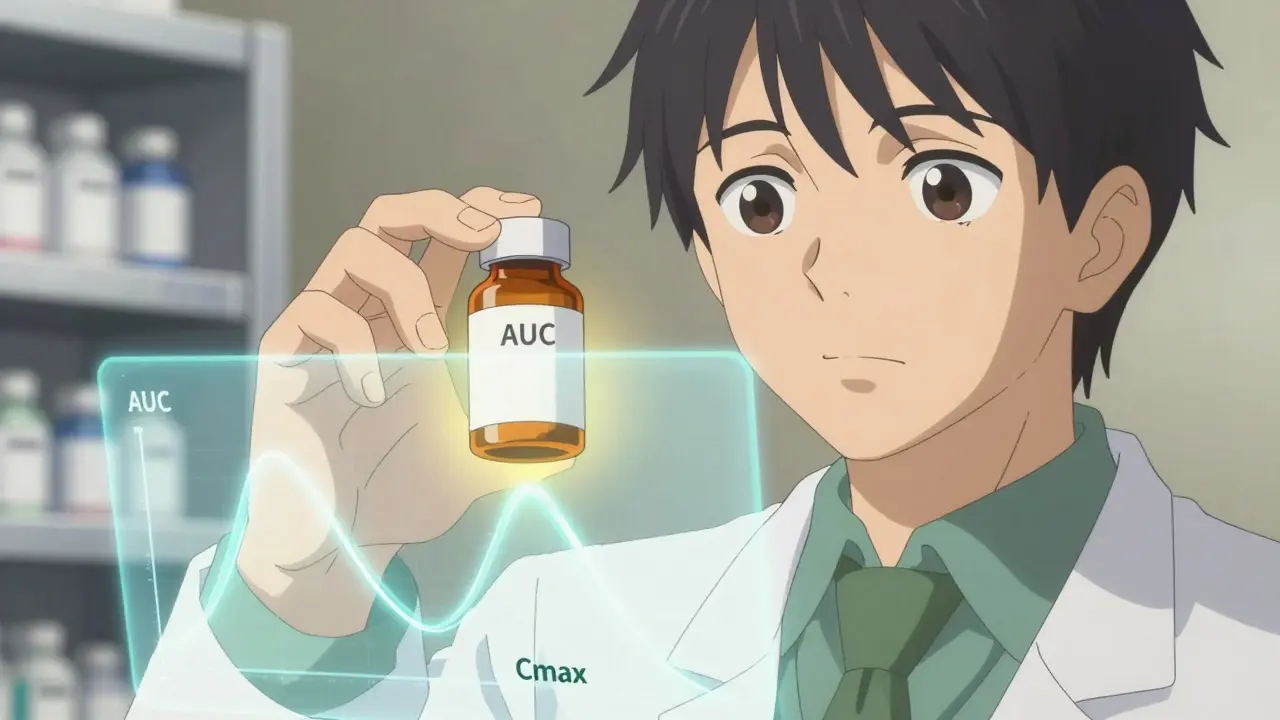 Pharmacist holding generic medicine with glowing safety indicators