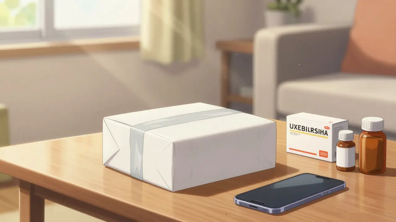 Medication package delivered safely to a home table